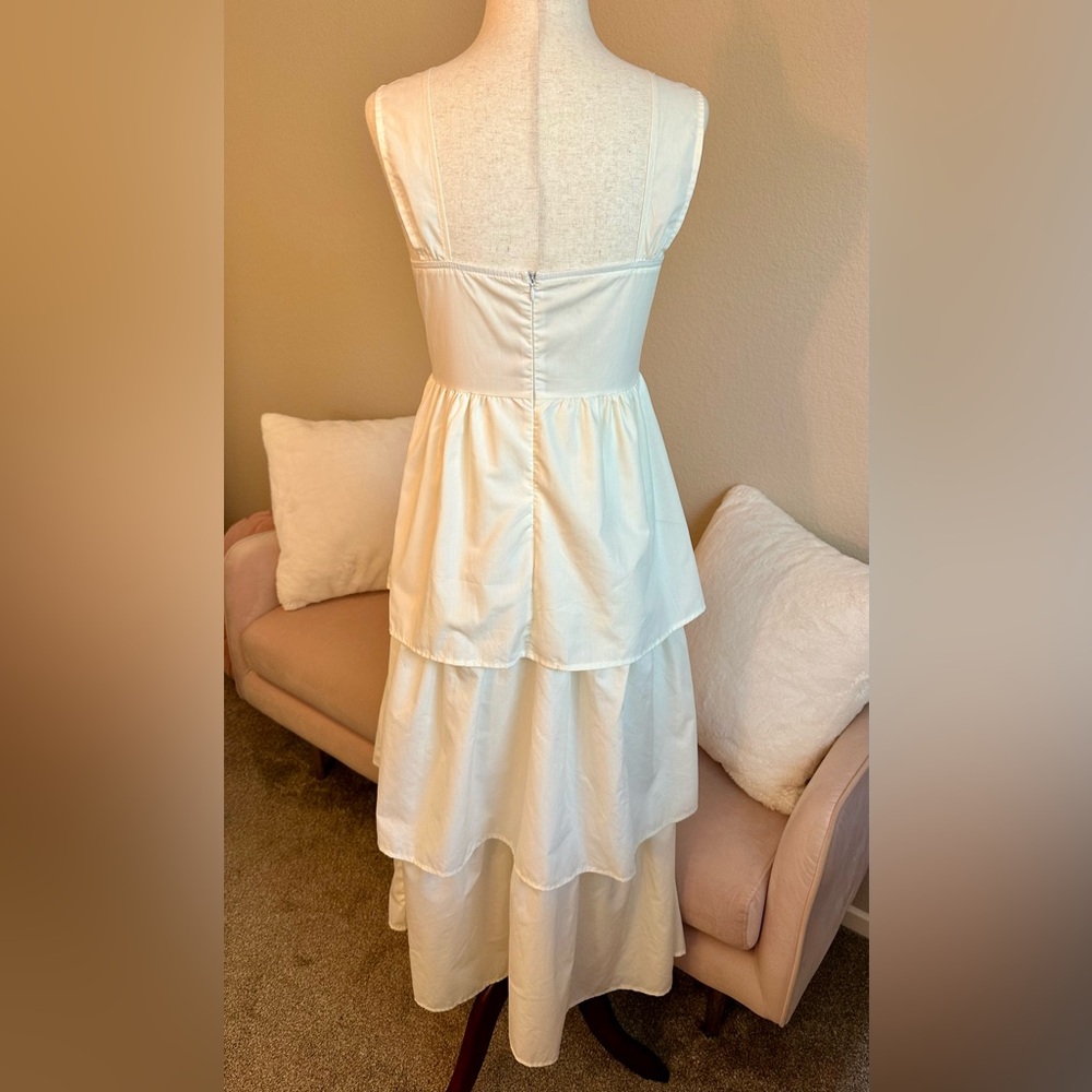 Revolve Corset Dress Tiered Ruffle Ivory Sleeveless Women’s S Milkmaid Romantic - Picture 5 of 12